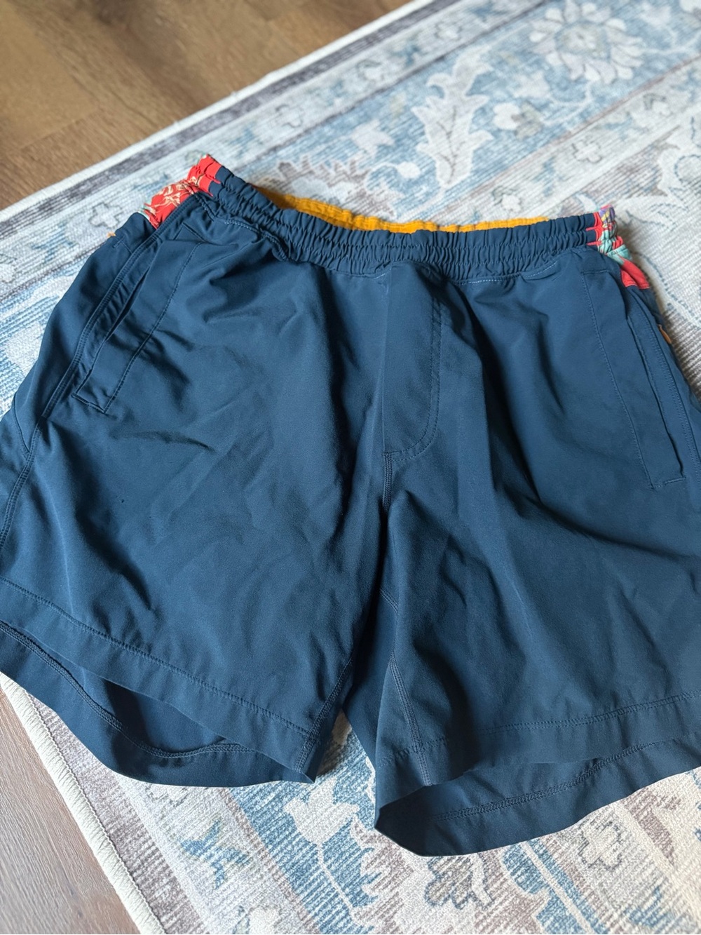 Birddogs Navy Athletic Shorts with Coral Waist Trim
